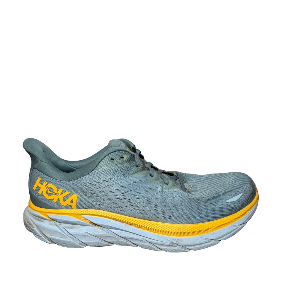 Hoka Clifton 8 Athletic Shoes in Gray and Yellow size 14 D